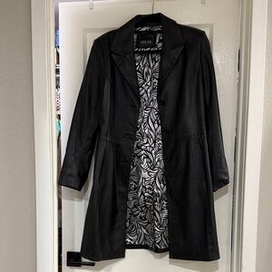 Women's Black Leather Coat